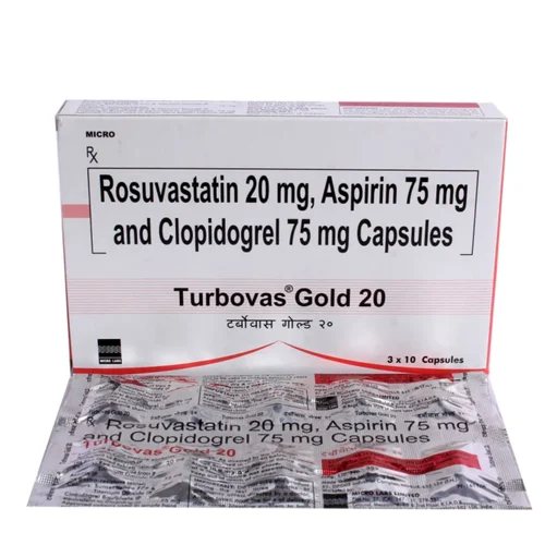 Turbovas Gold 20 Rosuvastatin 20 mg, Aspirin 75 mg and Clopidogrel 75 mg Capsules