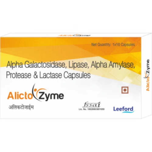 Alicto Zyme Alpha Galactosidase, Lipase, Alpha Amylase, Protease & Lactase Capsules